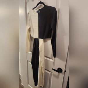 ASOS Black and Cream Long Sleeve Dress